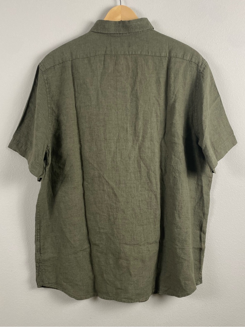 Banana Republic Linen Standard Fit Short Sleeve Button Front Shirt | Olive Green - Picture 2 of 16